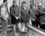 Click to view big image Gary Minshull, John Gilbert, Kevin Walters, ???, ???. Keeping warm